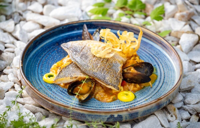 File de doradă, orez cu legume și midii