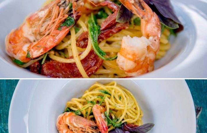 Paste de casa cu creveti, rucola si rosii.jpeg